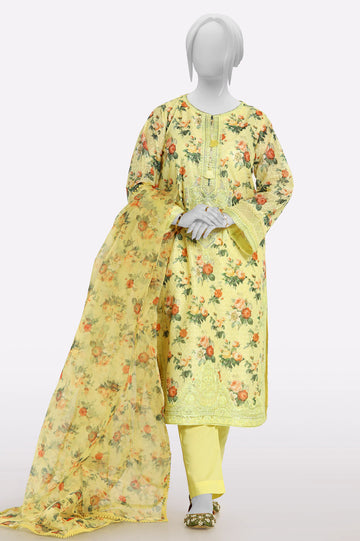 Yellow Embroidered 3PC From Sohaye By Diners