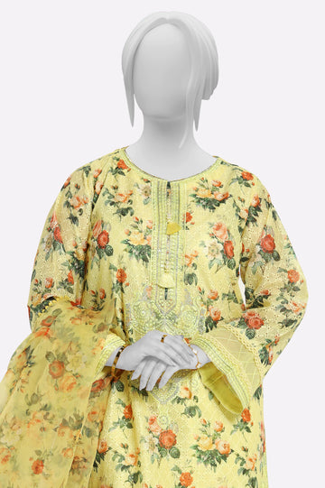Yellow Embroidered 3PC From Sohaye By Diners