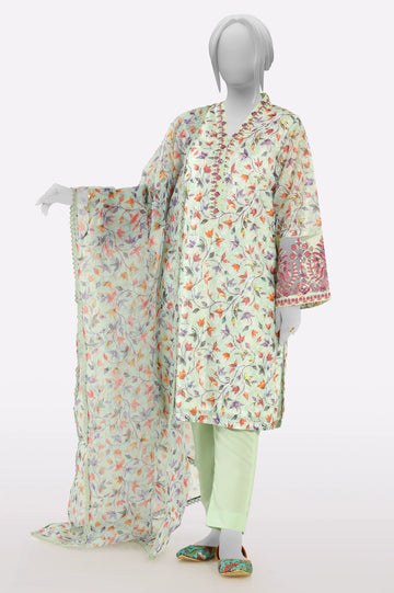 Green Embroidered 3PC From Sohaye By Diners