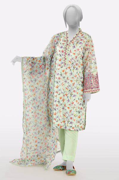 Green Embroidered 3PC From Sohaye By Diners