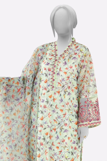 Green Embroidered 3PC From Sohaye By Diners
