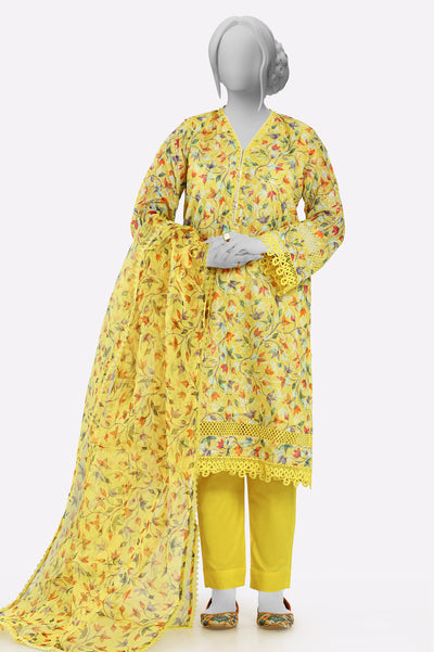 Yellow Printed 3PC From Sohaye By Diners