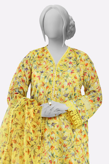 Yellow Printed 3PC From Sohaye By Diners