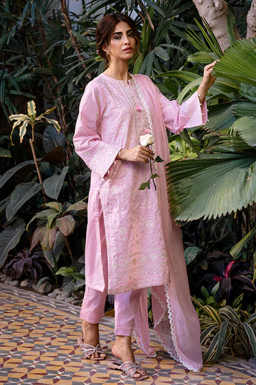Pink Embroidered 3PC