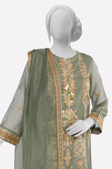 Sea Green Embroidered 3PC From Sohaye By Diners