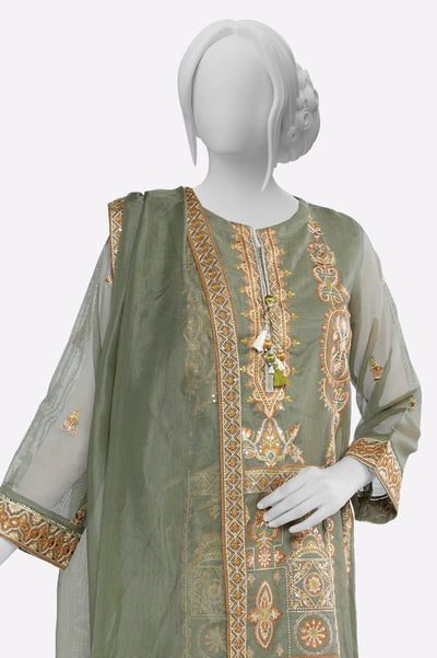 Sea Green Embroidered 3PC From Sohaye By Diners