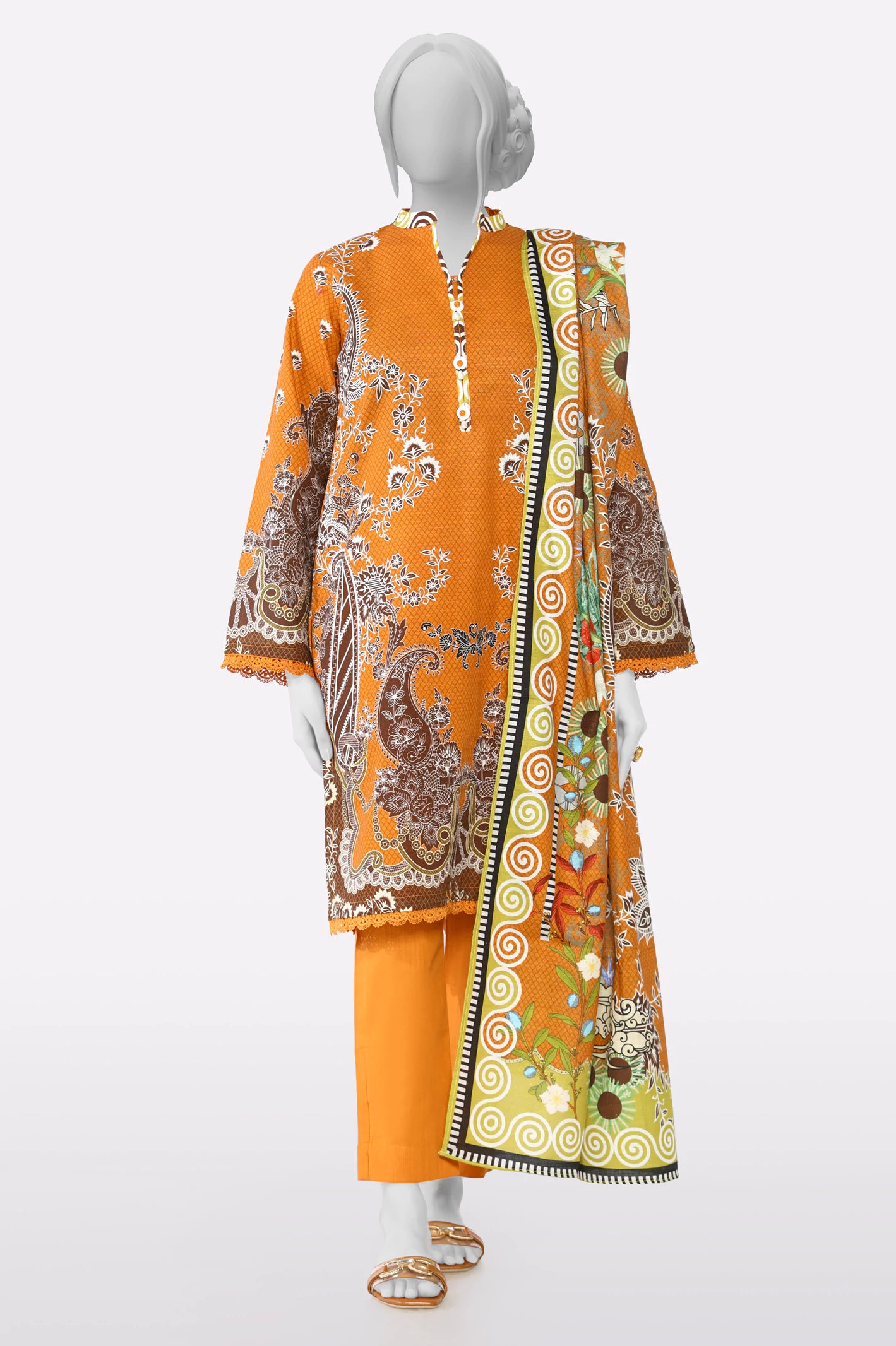 Mustard Printed 3PC From Sohaye By Diners