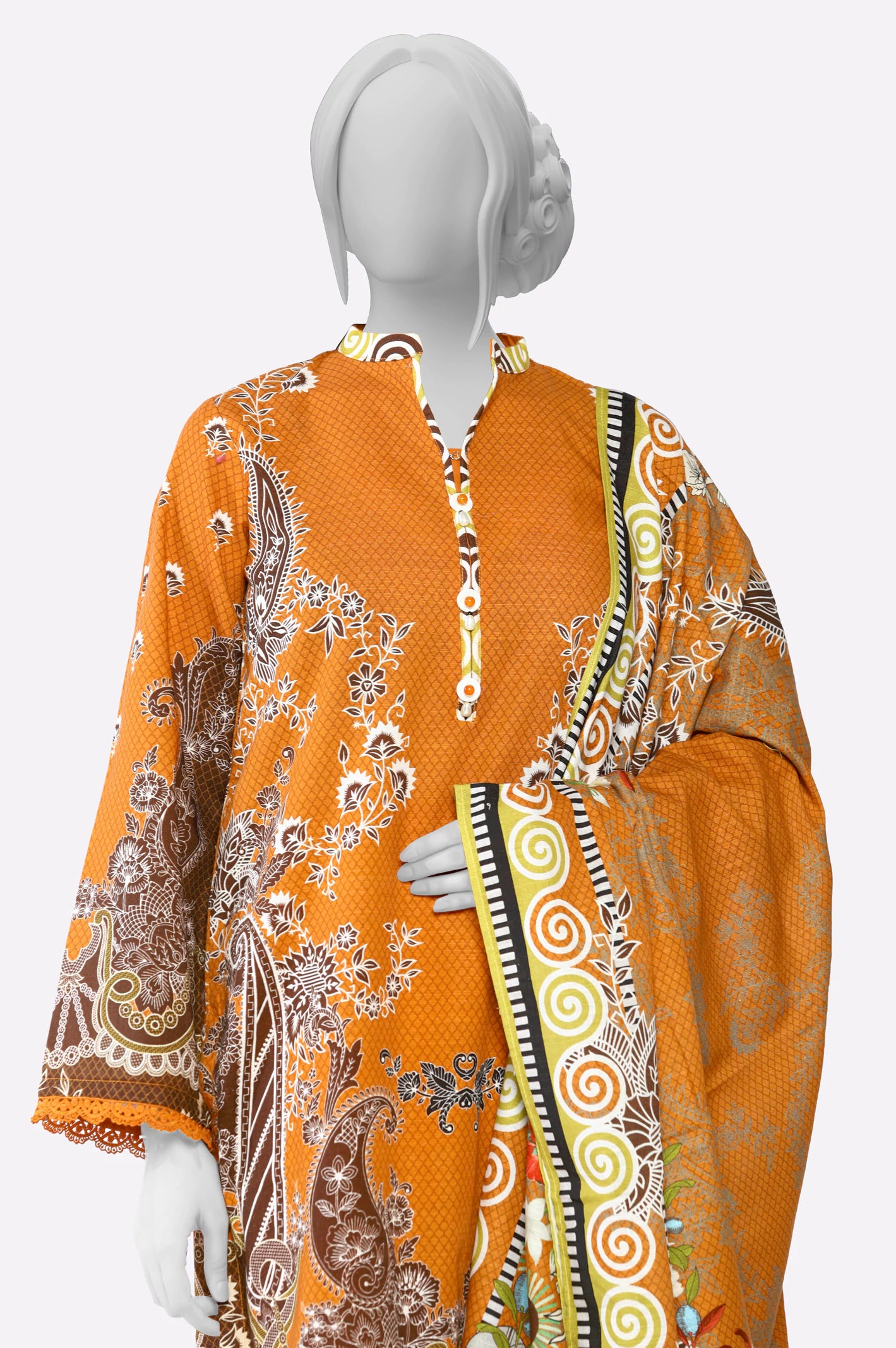 Mustard Printed 3PC From Sohaye By Diners