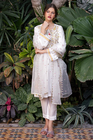 White Embroidered 3PC