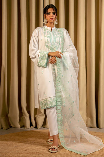 White Embroidered 3PC From Sohaye By Diners