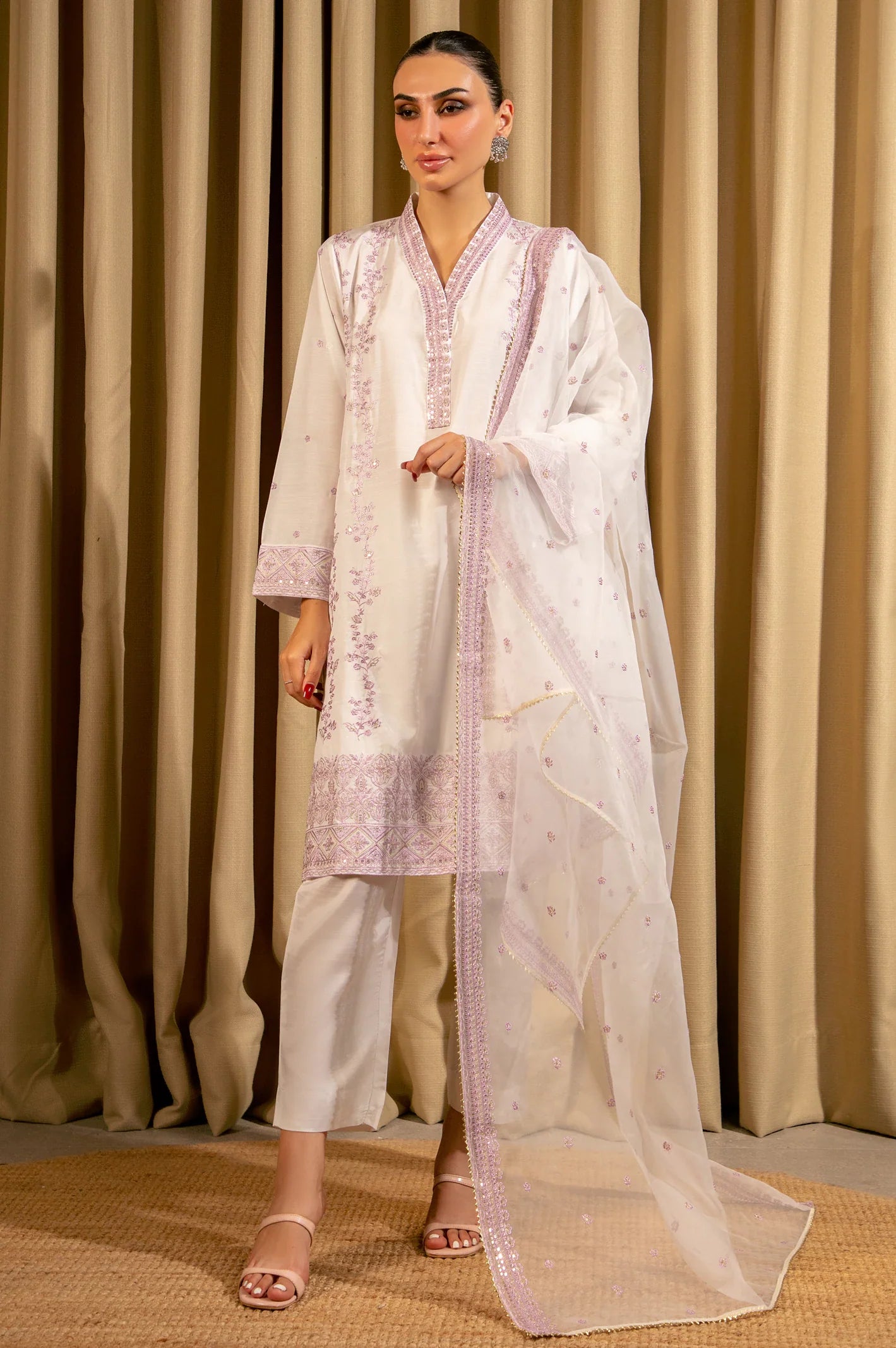 White Embroidered 3PC From Sohaye By Diners