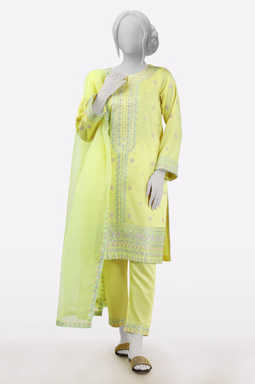 Yellow Embroidered 3PC From Sohaye By Diners