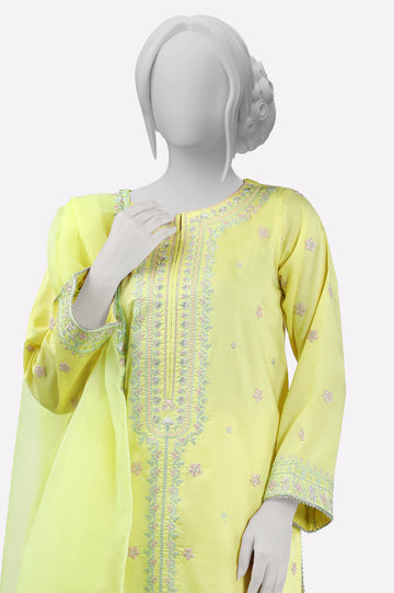 Yellow Embroidered 3PC From Sohaye By Diners
