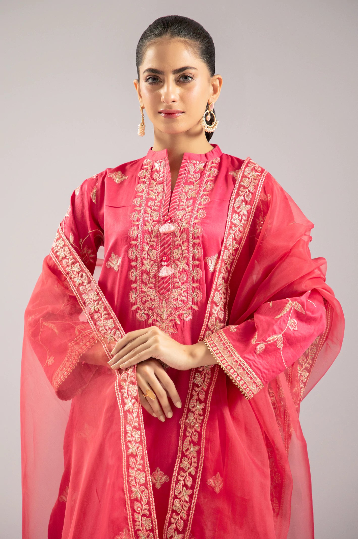 Red Embroidered 3PC From Sohaye By Diners