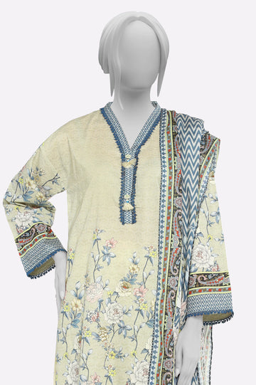 Cream Printed 3PC From Sohaye By Diners