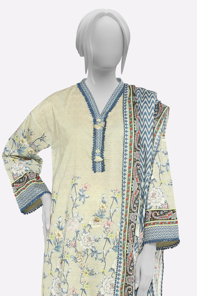 Cream Printed 3PC From Sohaye By Diners