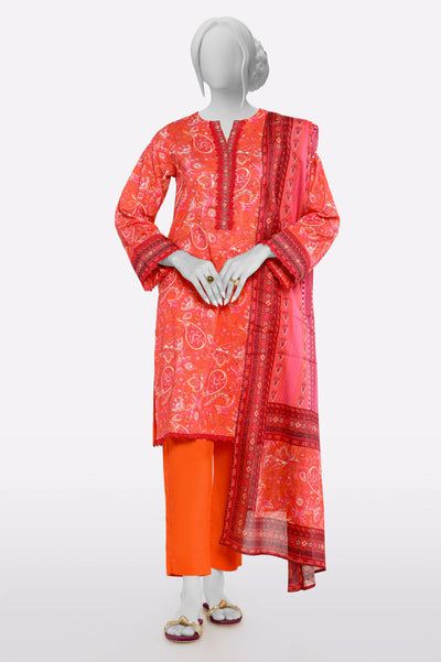 Orange Printed 3PC From Sohaye By Diners