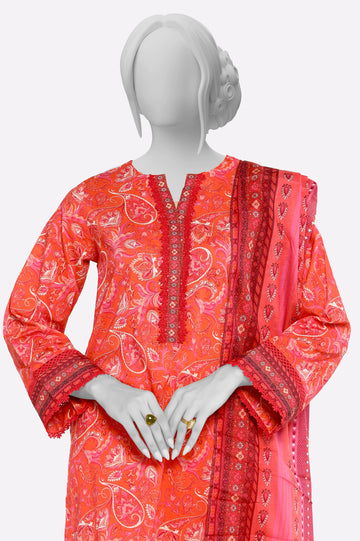 Orange Printed 3PC From Sohaye By Diners