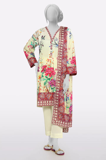 Cream Printed 3PC From Sohaye By Diners