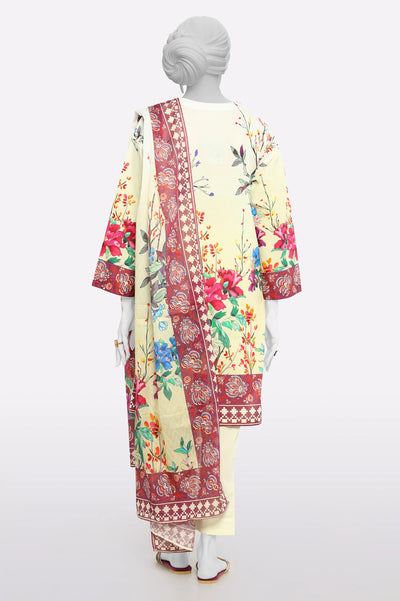 Cream Printed 3PC From Sohaye By Diners