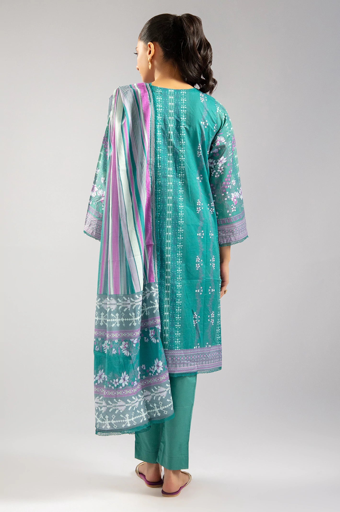 Green Printed 3PC From Sohaye By Diners