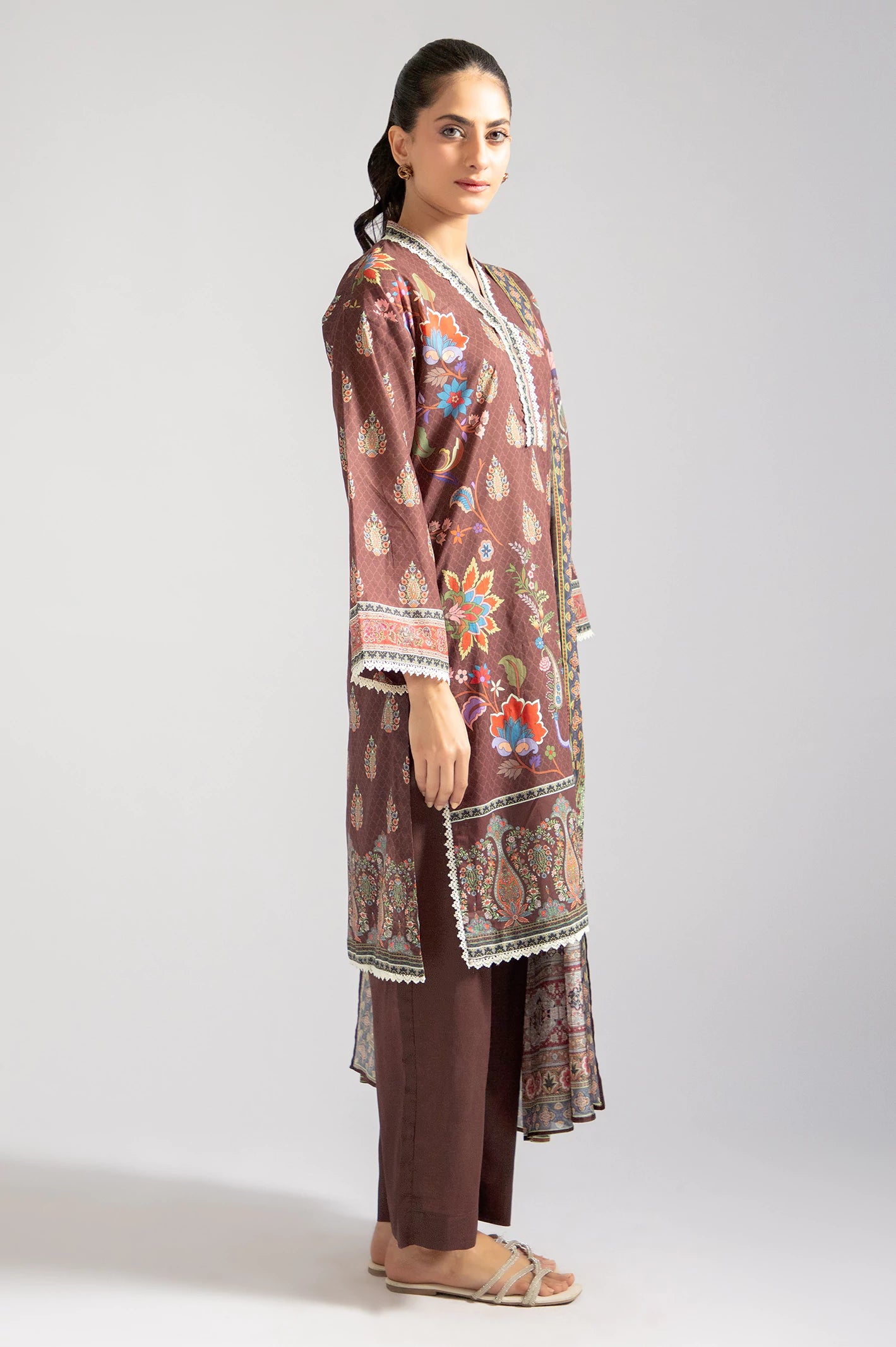 Brown Printed 3PC From Sohaye By Diners