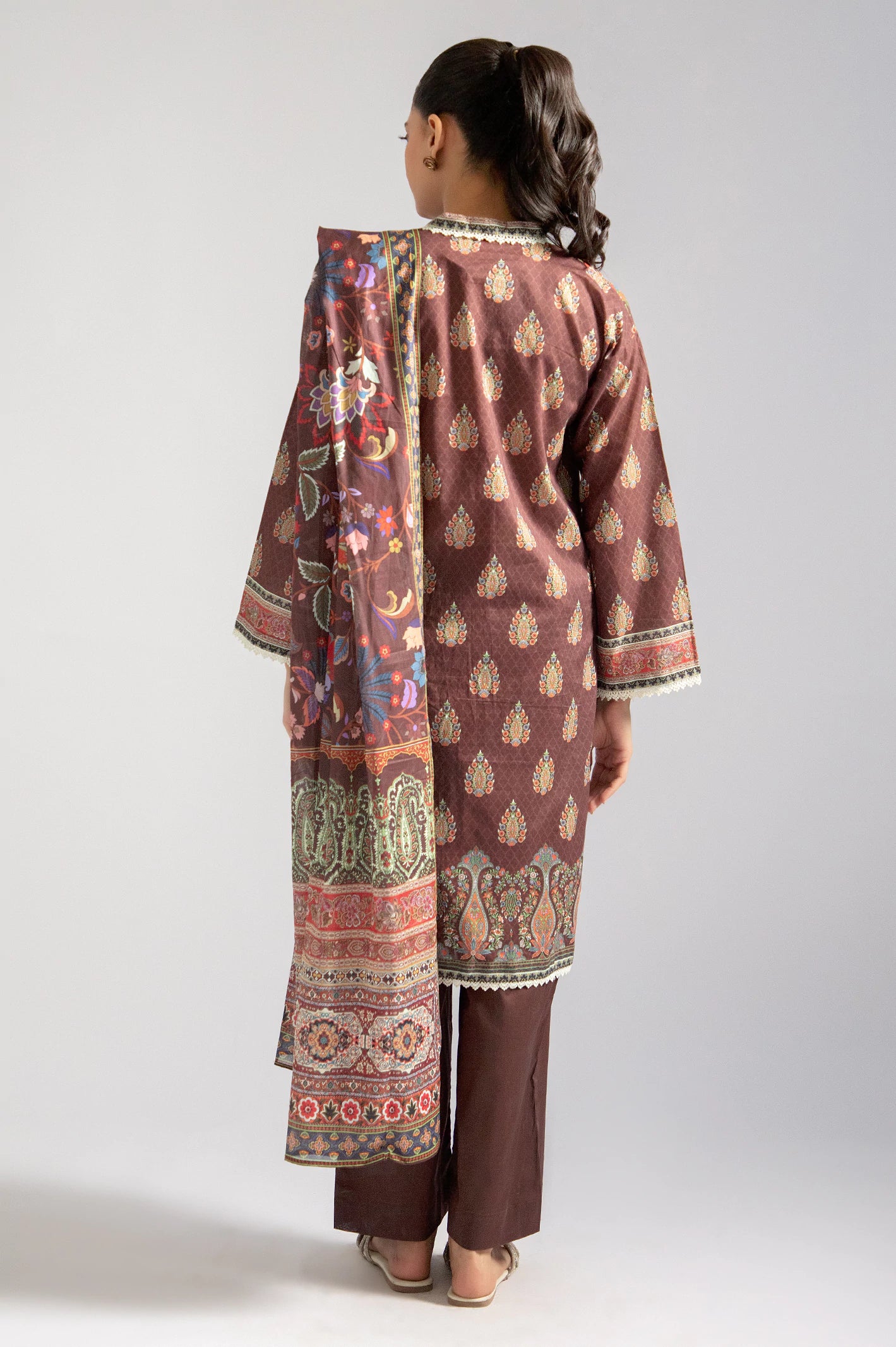 Brown Printed 3PC From Sohaye By Diners