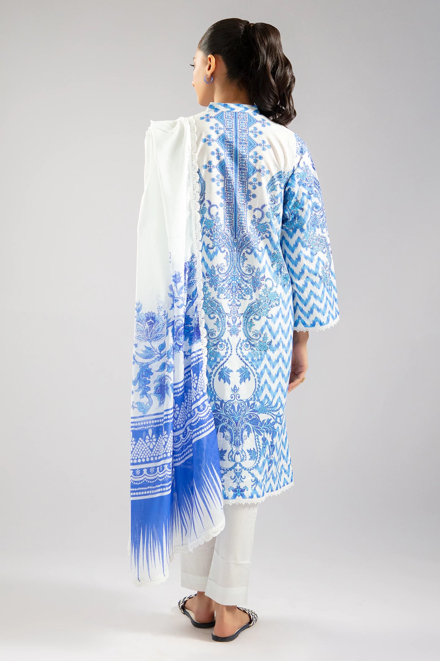 White Printed 3PC From Sohaye By Diners