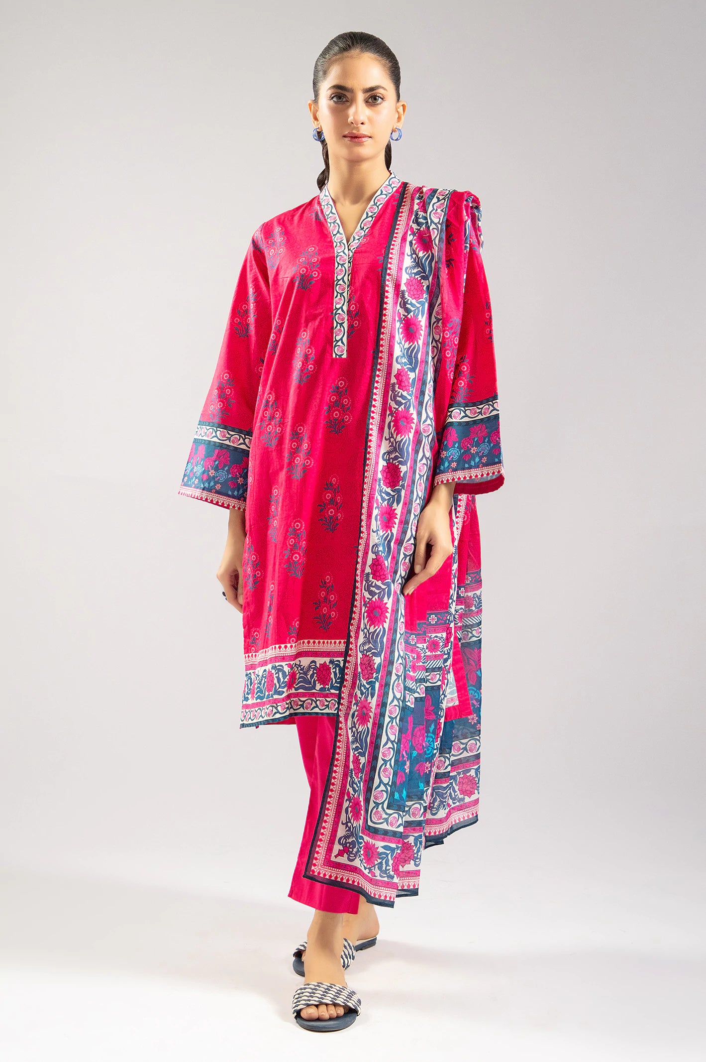 Pink Printed 3PC From Sohaye By Diners