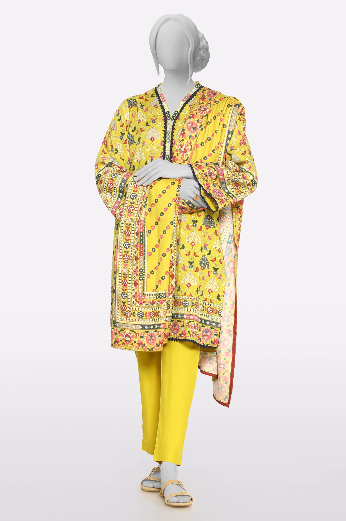 Mustard Printed 3PC From Sohaye By Diners