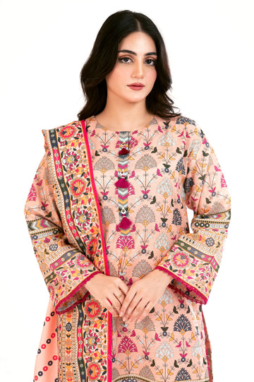 Peach Printed 3PC