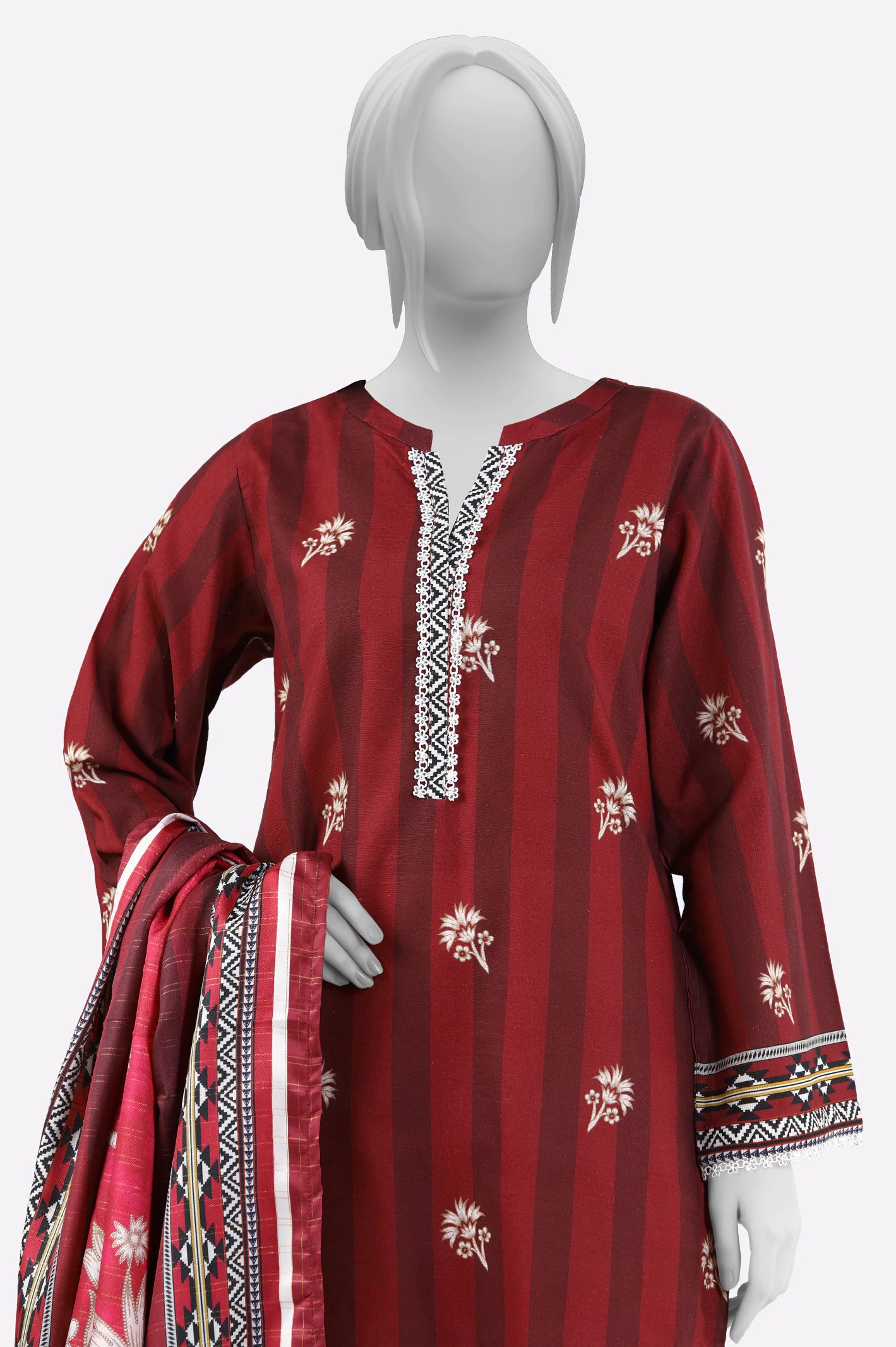 Red Printed 3PC From Sohaye By Diners