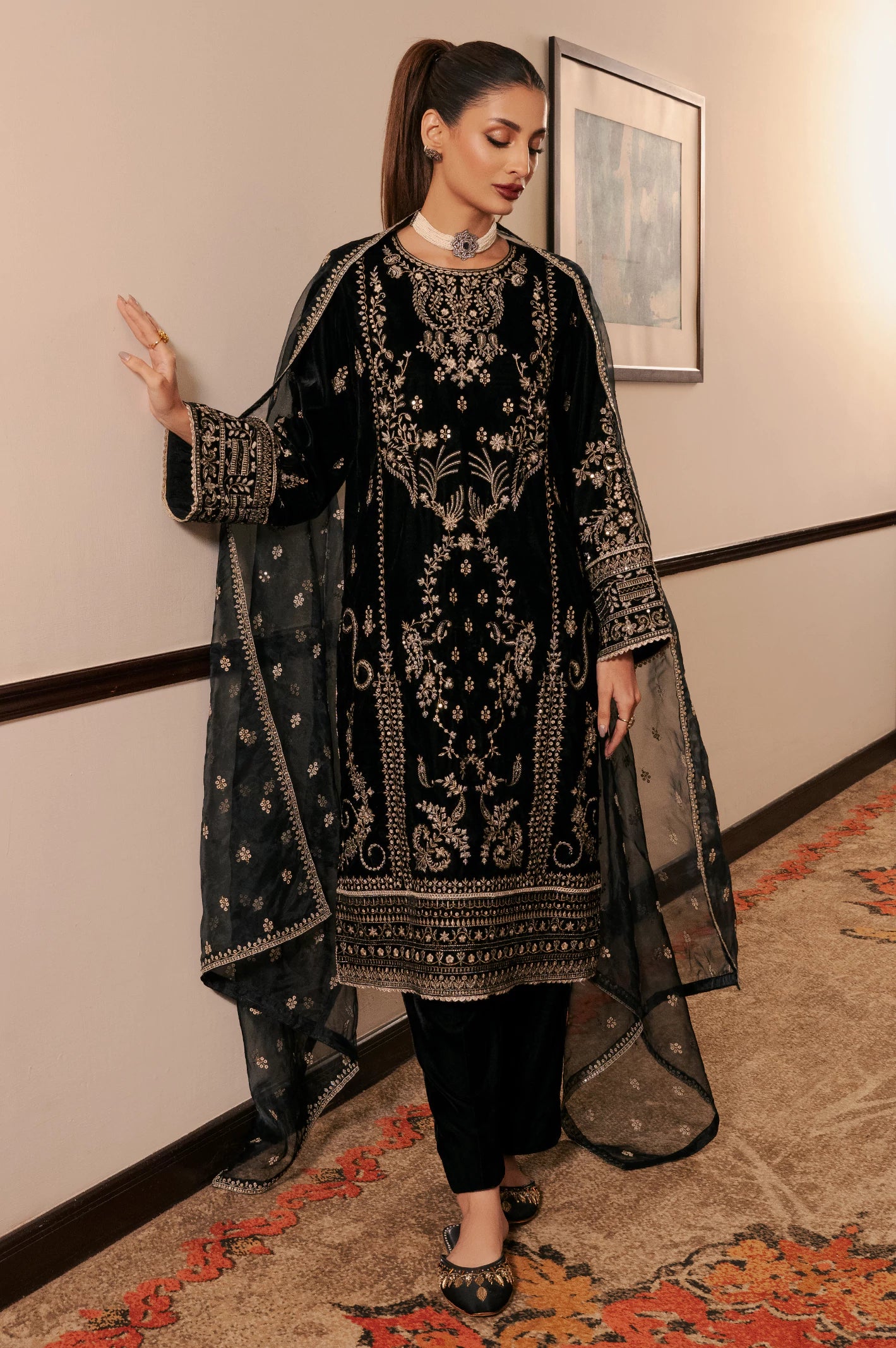 Black Embroidered 3PC From Sohaye By Diners