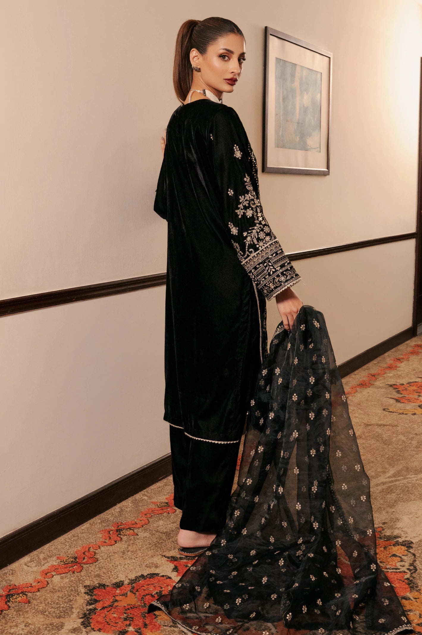 Black Embroidered 3PC From Sohaye By Diners