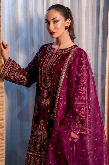 Magenta Embroidered 3PC