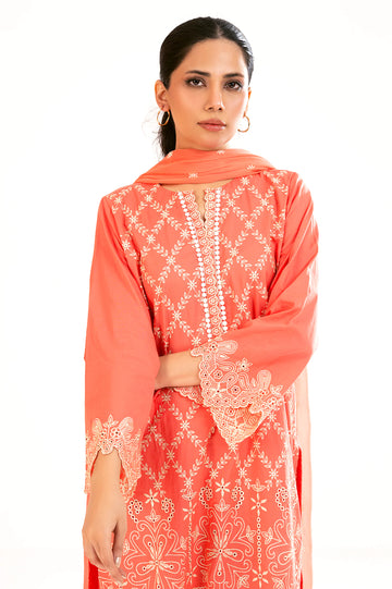 Coral Embroidered 3PC