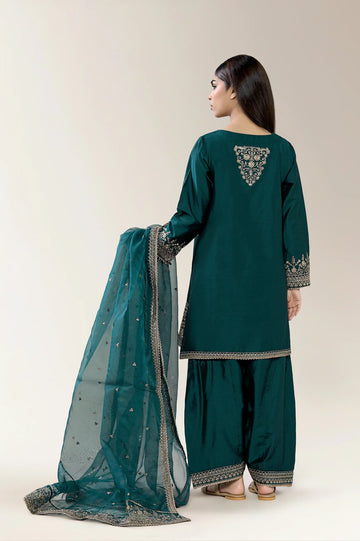 Embroidered Cotton Green 3PC