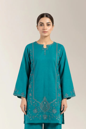Embroidered Khaddar-Teal Green 2PC