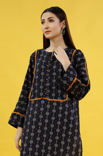 Khaddar Navy Blue Kurti From Sohaye By Diners