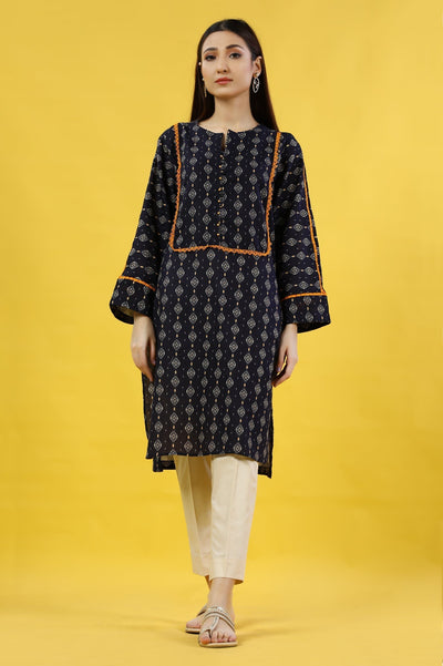 Khaddar Navy Blue Kurti From Sohaye By Diners