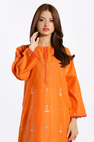 Orange Dobby Kurti From Diners