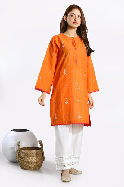 Orange Dobby Kurti From Diners