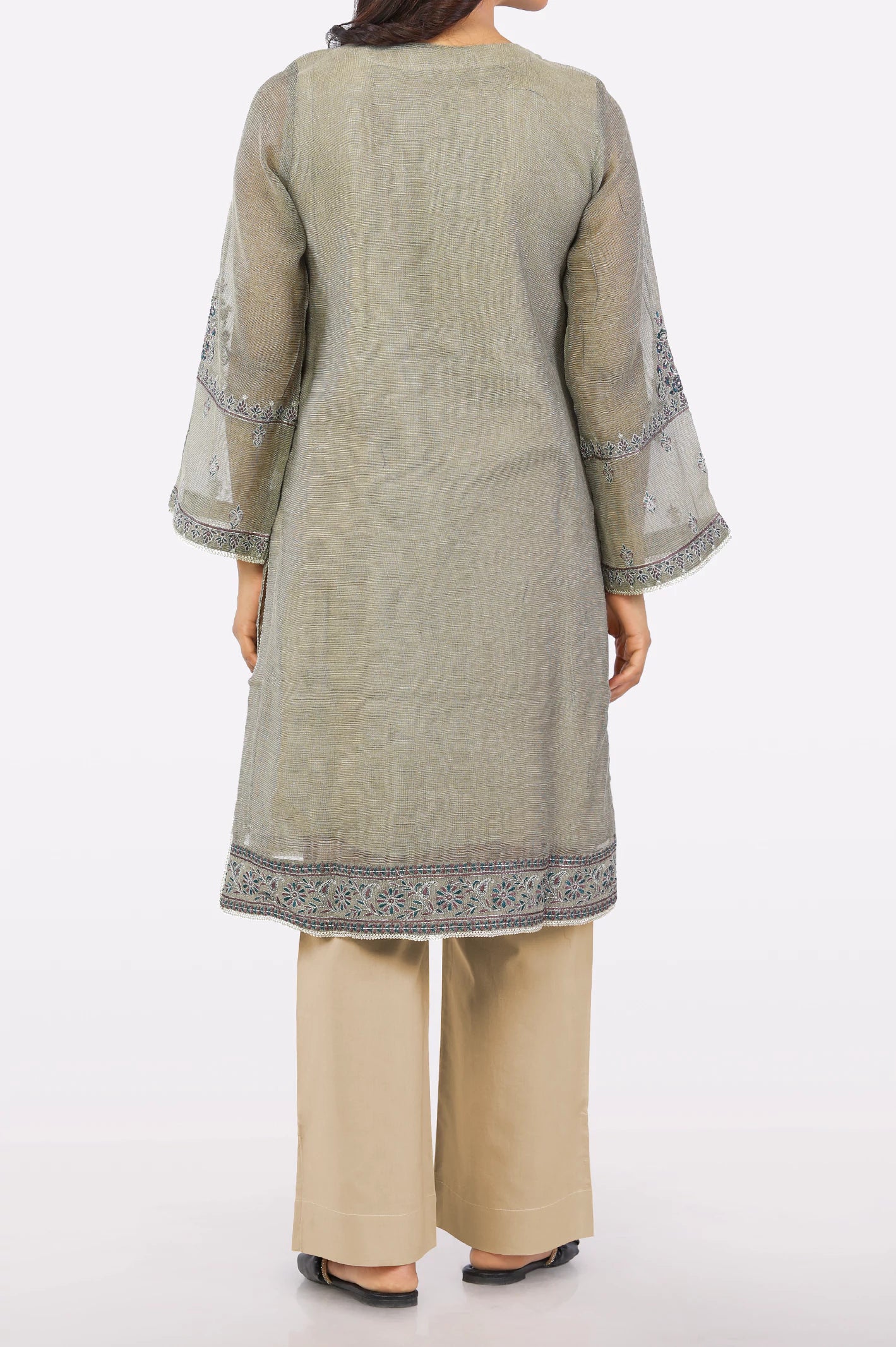 Brown Embroidered Kurti From Diners