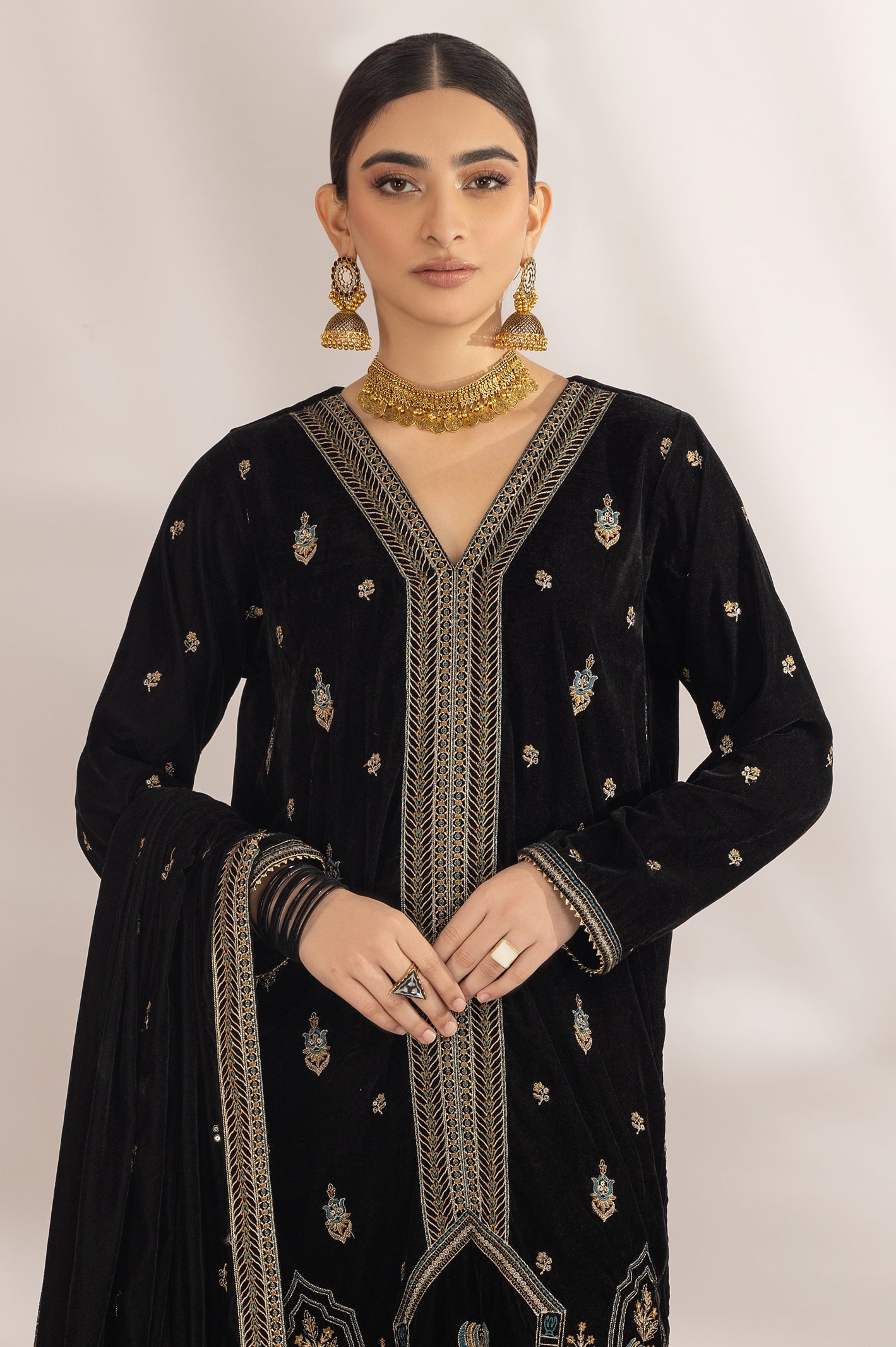Black Embroidered Kurti From Diners