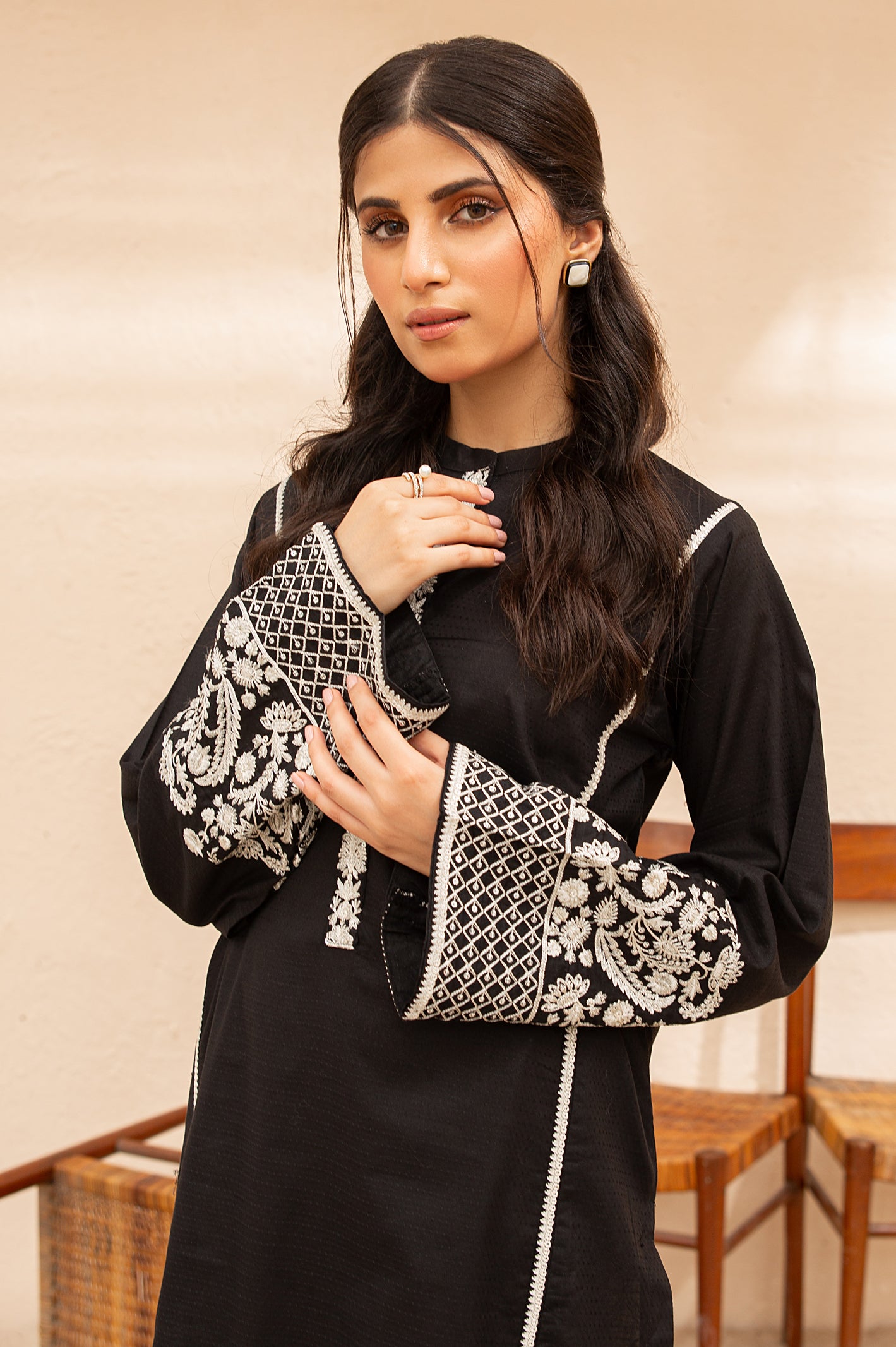 Diamond Dobby Black Kurti From Diners