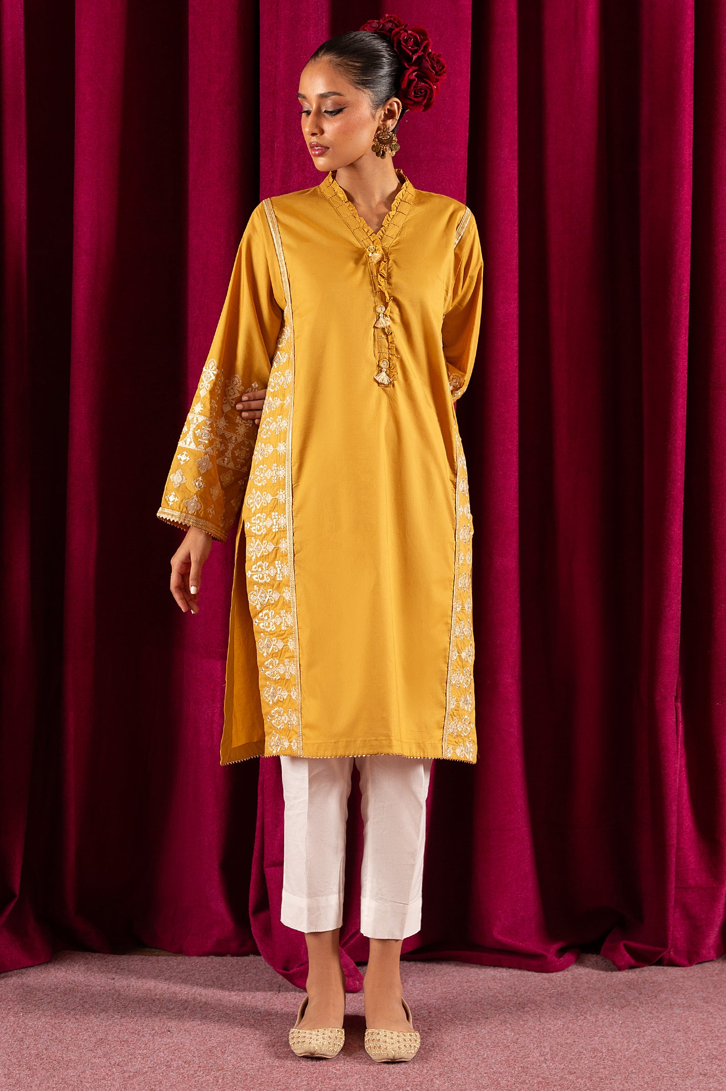 Cambric Embroidered Kurti From Diners