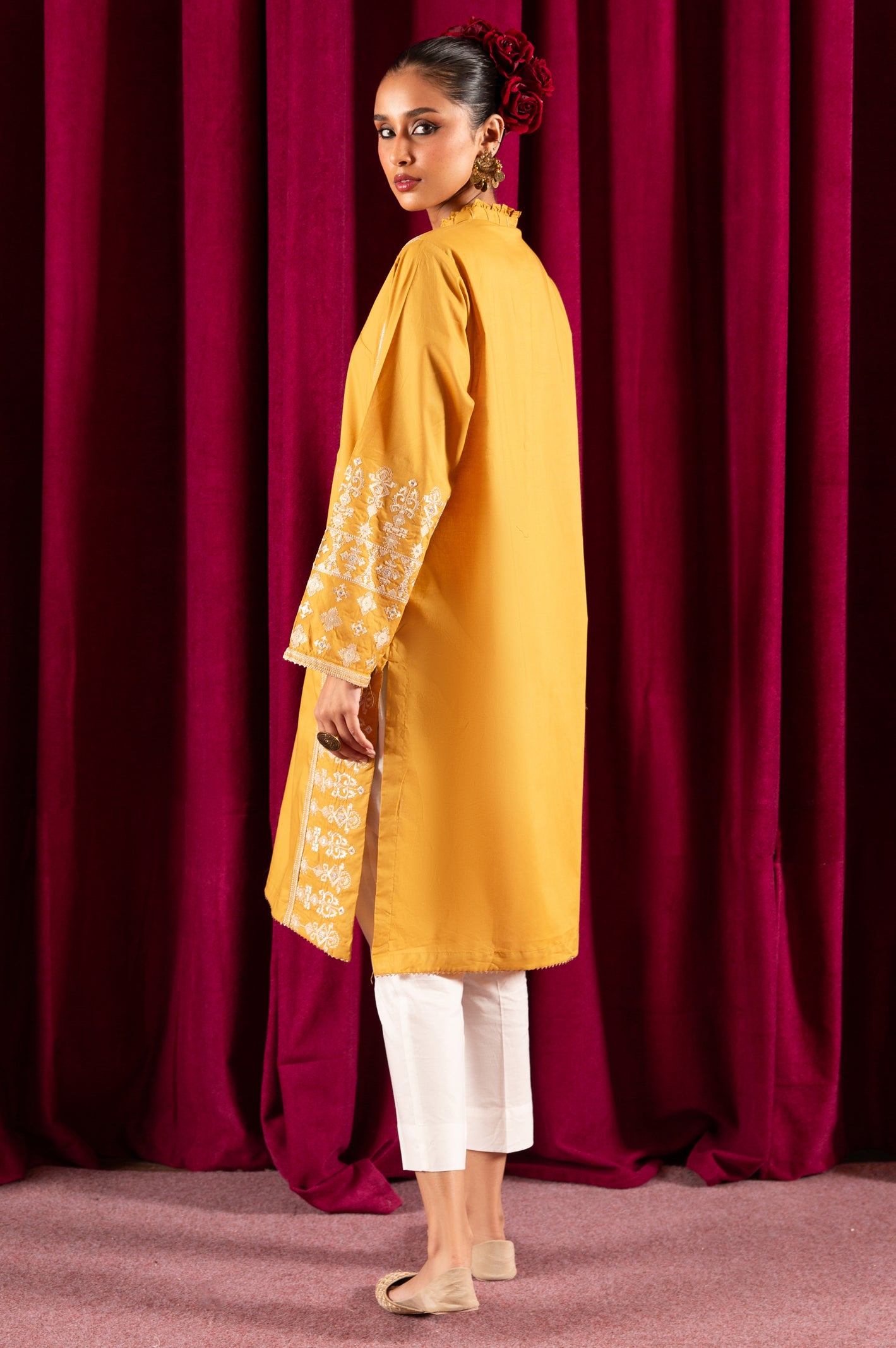 Cambric Embroidered Kurti From Diners