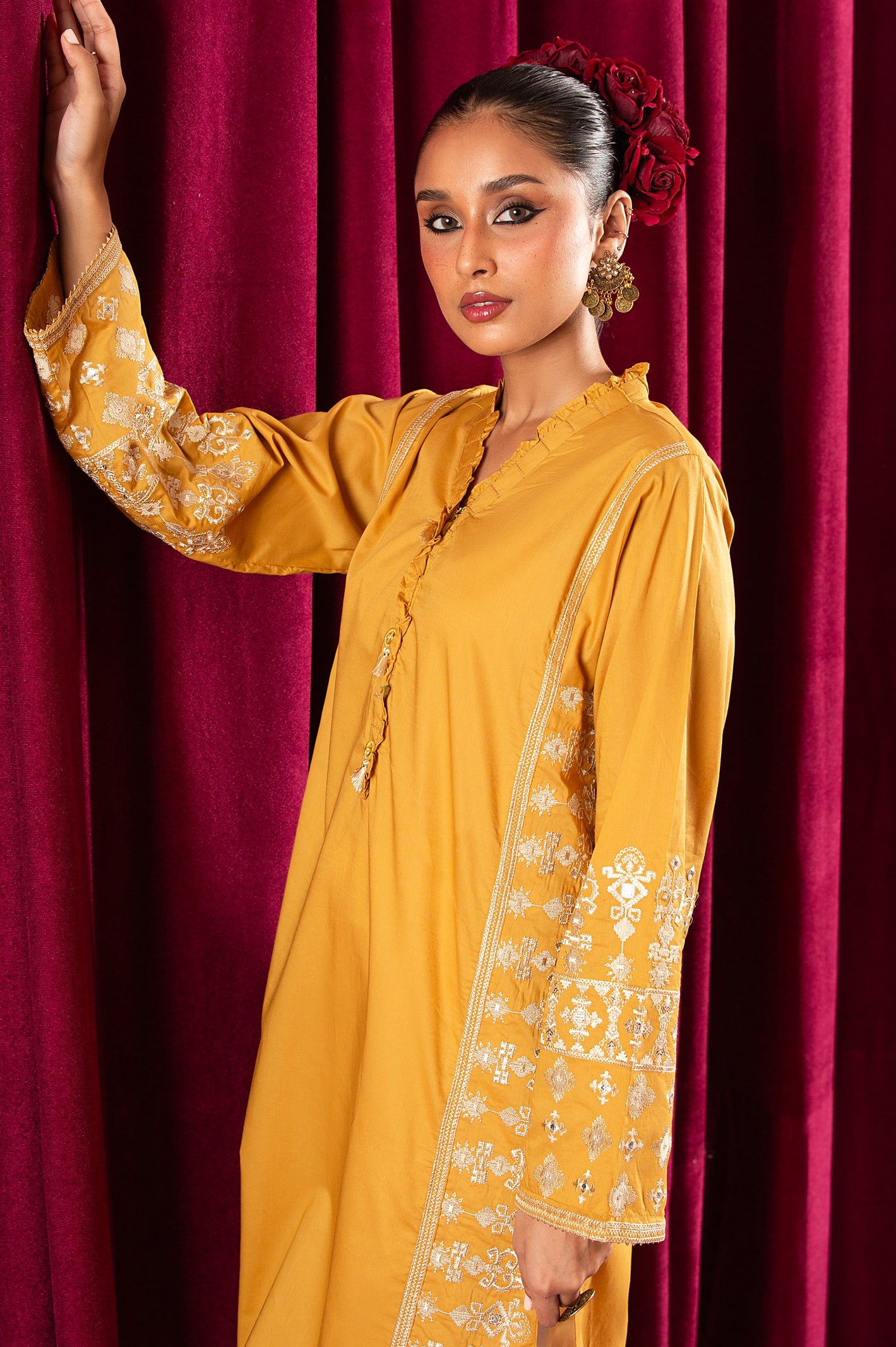 Cambric Embroidered Kurti From Diners