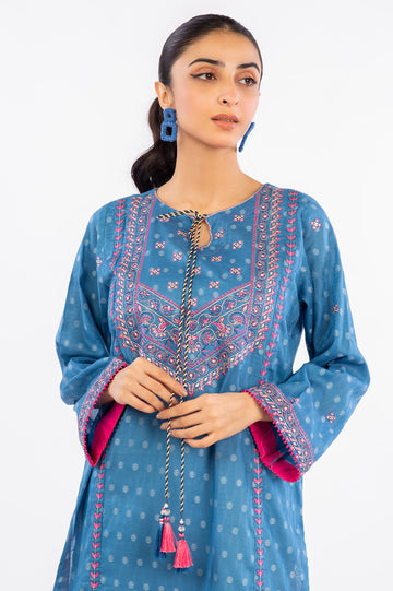 Blue Embroidered Kurti From Diners