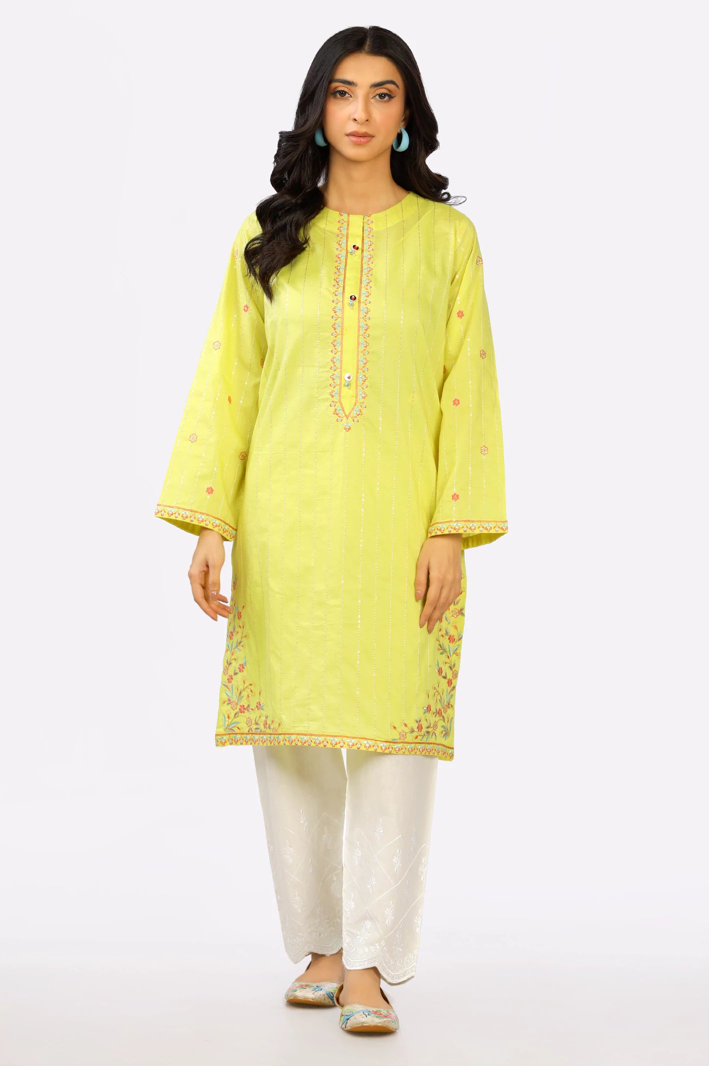 Cambric Embroidered Kurti From Diners